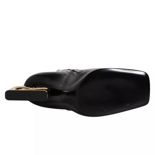 Dolce & Gabbana Svarta Jackie Läderstövlar Med Halva Vaden Skor