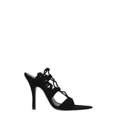The Attico Black Leather Stiletto Heel Sandals