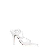 The Attico White Leather Stiletto Heel Sandals