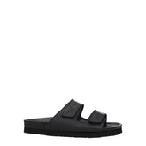 Palm Angels Black Leather Flat Sandals