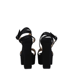 Jimmy Choo Black Satin Platform Sandals