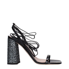 Miu Miu Black Leather Platform Sandals