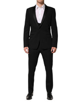 Dolce & Gabbana Black Wool 3 Piece Single Breasted Suit