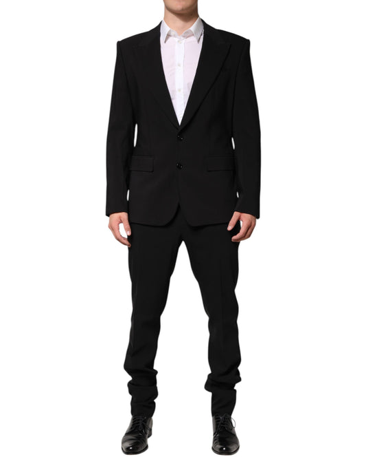 Dolce & Gabbana Black Cotton Single Breasted 2 Piece Suit