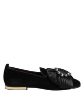 Dolce & Gabbana svarte VATICANO krystallbånd slip-on sko