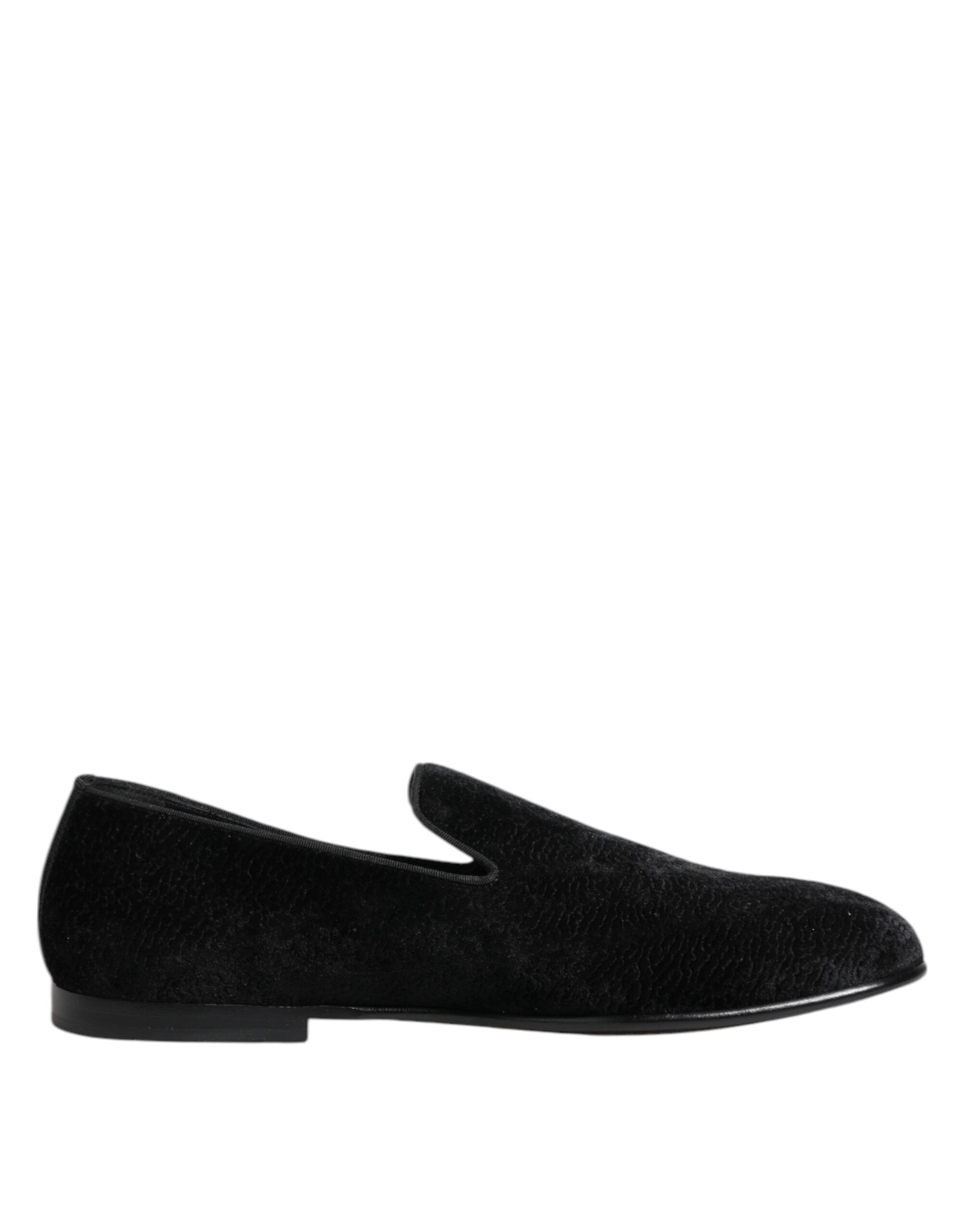 Svarte Jacquard Loafers Formelle Herresko