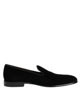Dolce & Gabbana Svarte Fløyelsslip-On Loafers Herre Formelle Sko