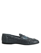 Dolce & Gabbana Blue Woven Raffia Slip On Loafers Shoes