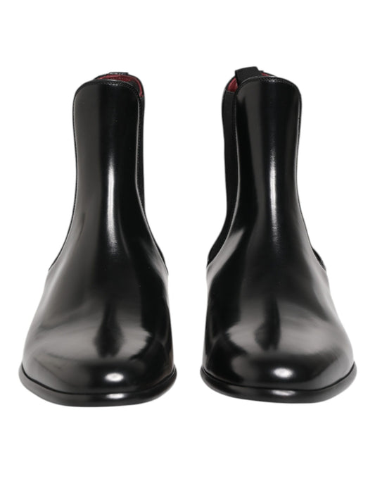 Dolce & Gabbana Svarta Chelsea Slip On Mid Calf Boots Skor
