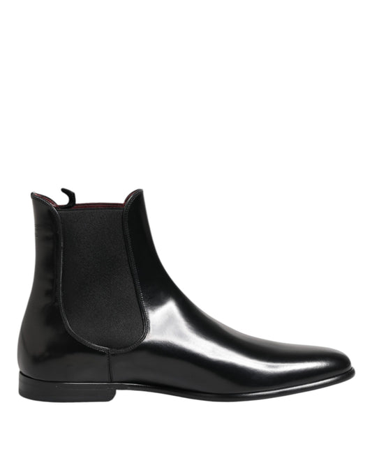 Dolce & Gabbana Svarta Chelsea Slip On Mid Calf Boots Skor