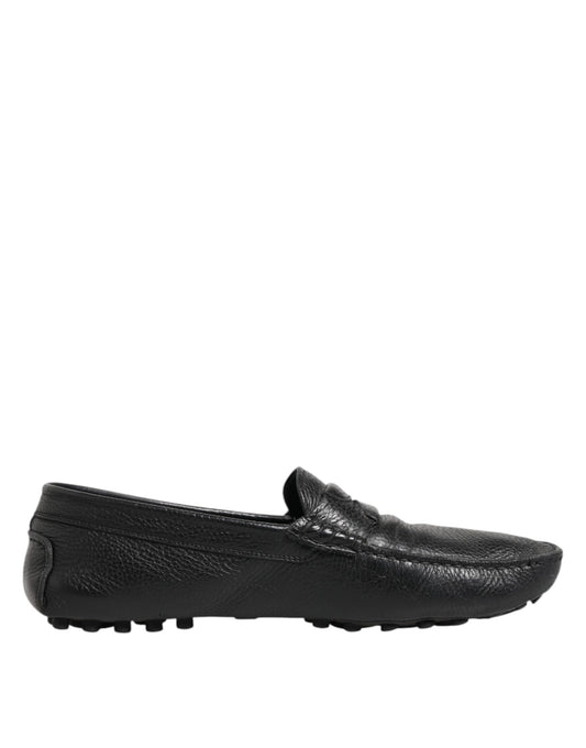 Dolce & Gabbana Black Leather Slip On Mocassin Loafer Shoes