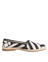 Dolce & Gabbana svarte hvite striper flate espadrillesko