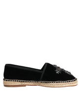 Dolce & Gabbana svarte Cross Crystal Slip On Espadrillesko