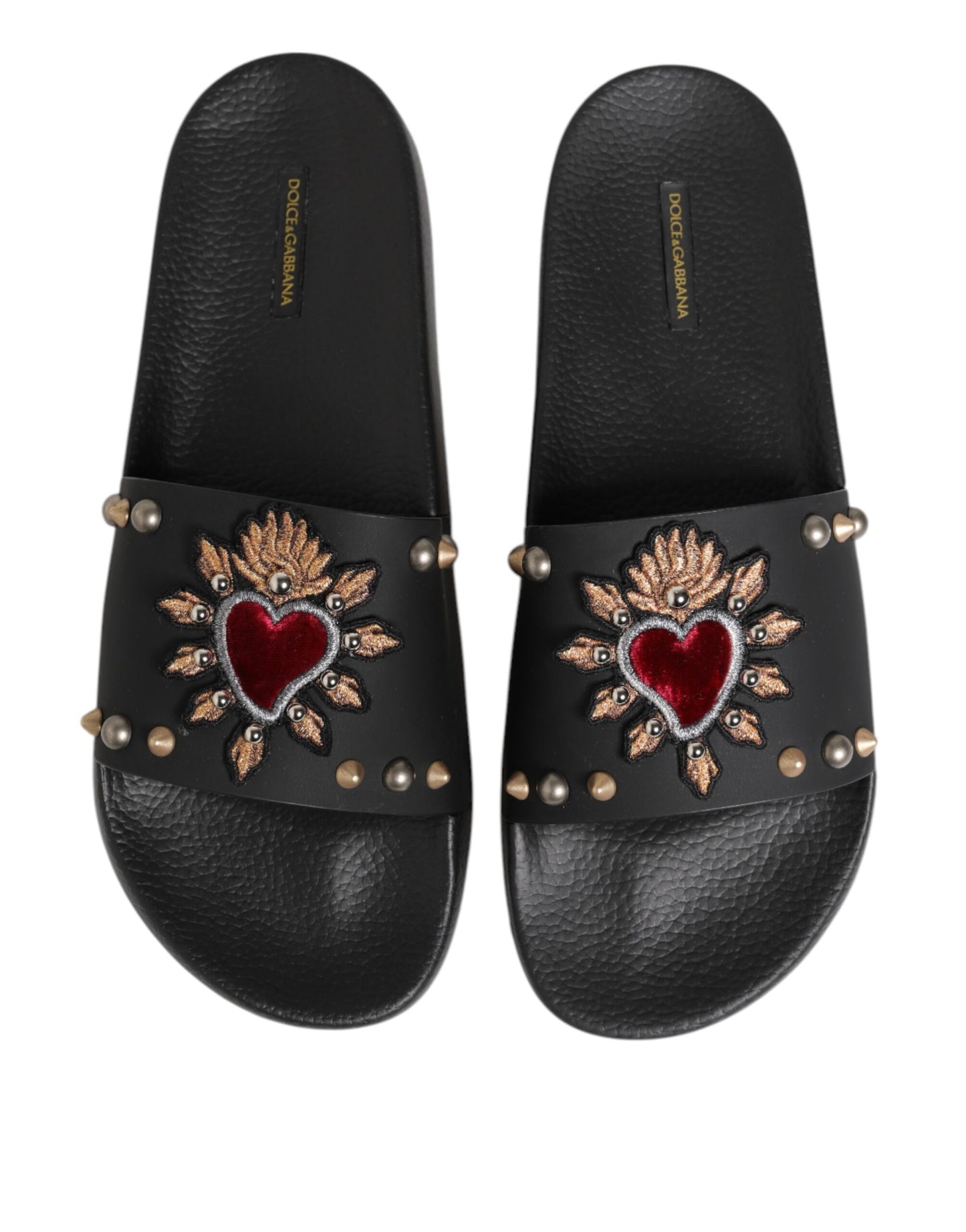 Dolce & Gabbana Svarta Gummi Sacred Heart Slides Herr Strandskor