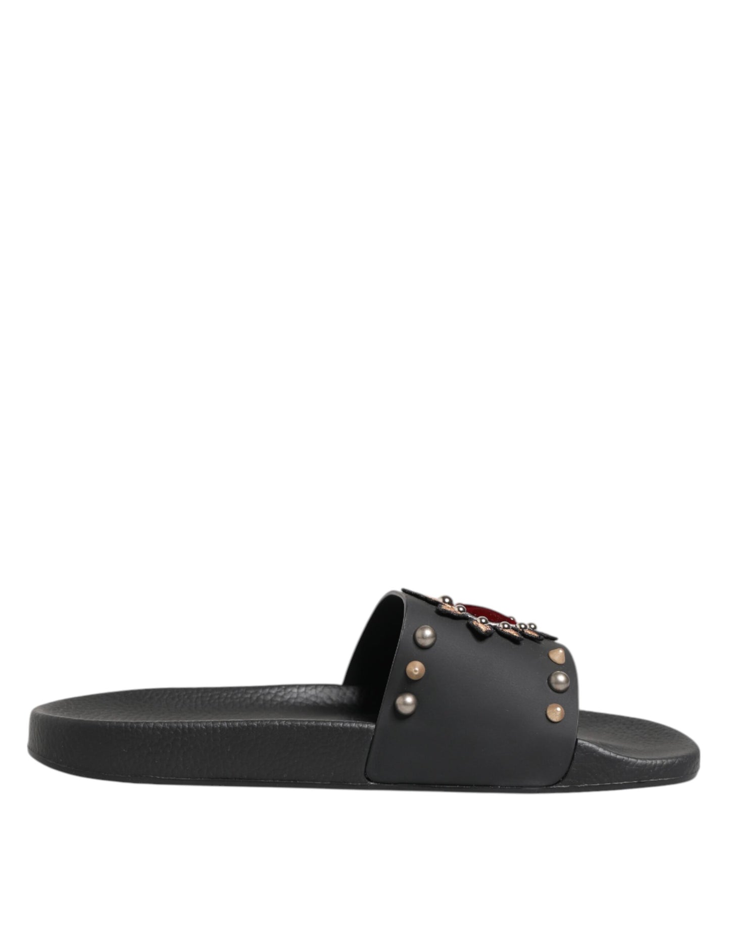 Dolce & Gabbana Svarta Gummi Sacred Heart Slides Herr Strandskor