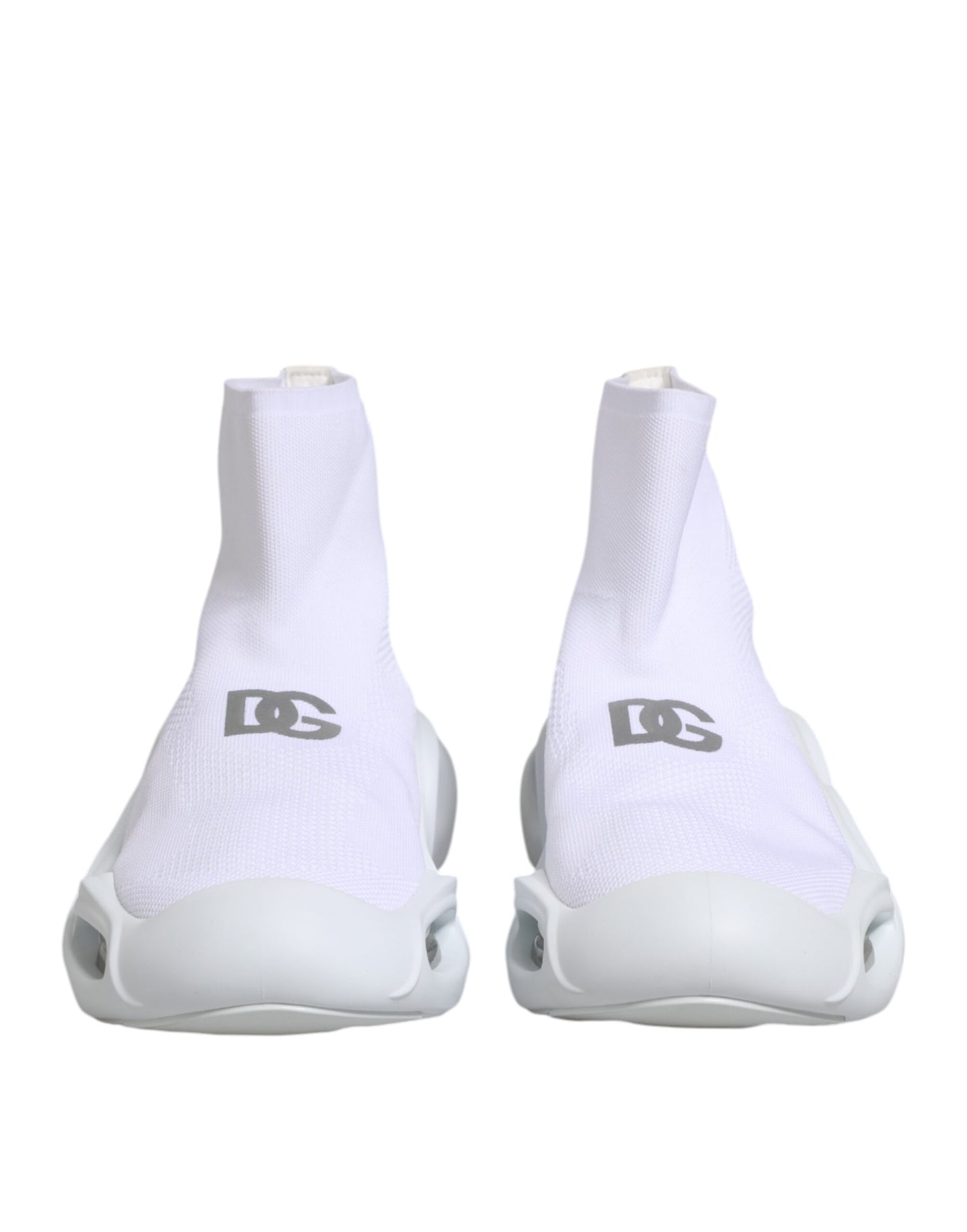 Dolce & Gabbana Hvite Sølv Slip On Wave Sokker Sneakers Sko