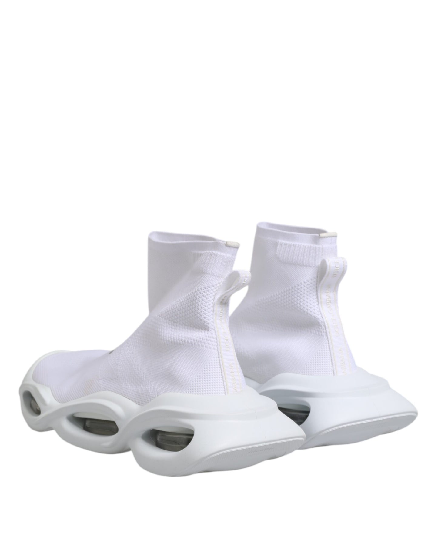 Dolce & Gabbana Hvite Sølv Slip On Wave Sokker Sneakers Sko