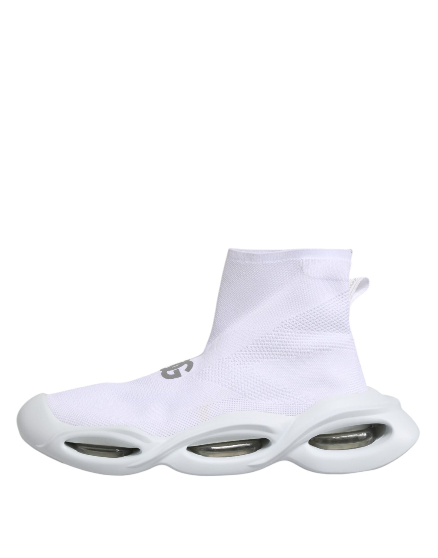 Dolce & Gabbana Hvite Sølv Slip On Wave Sokker Sneakers Sko