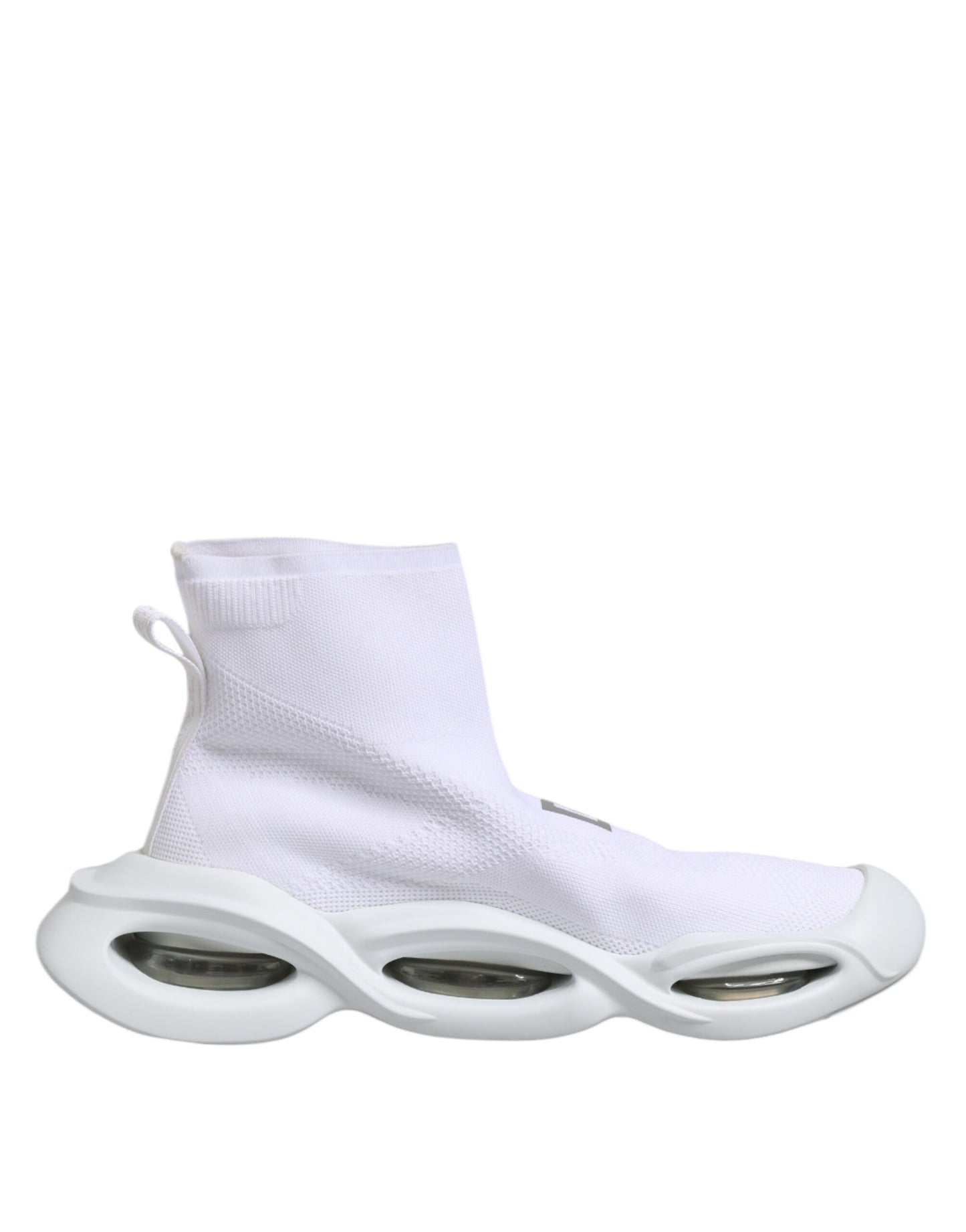Dolce & Gabbana Hvite Sølv Slip On Wave Sokker Sneakers Sko