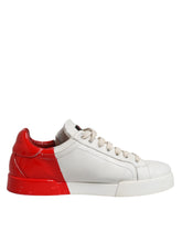 Dolce & Gabbana Hvite Røde Skinnlogo Lave Sneakers Sko