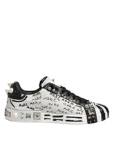 Dolce & Gabbana Svarte Hvite Lave Sneakers med Nagler