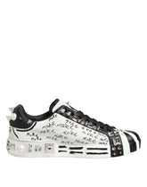 Dolce & Gabbana Svarte Hvite Lave Sneakers med Nagler