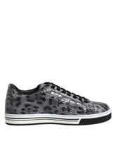 Dolce & Gabbana Grå Skinn Leopard Lave Sneakers Sko