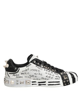 Dolce & Gabbana Svarte Hvite Lave Sneakers med Nagler