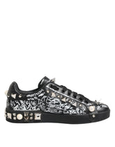 Dolce & Gabbana Svarte Portofino Nagleutsmykkede Sneakers Sko