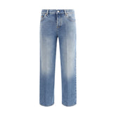 Gucci Light Blue Cotton Straight-Leg Jeans