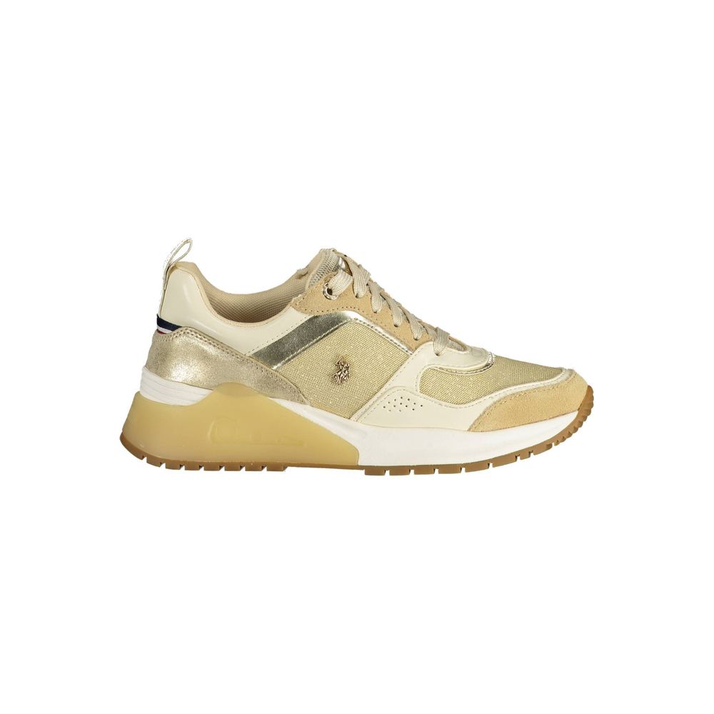 Guldfärgad polyestersneaker