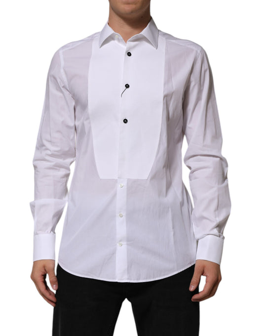 Dolce & Gabbana Vit Bib Bomullspoplin GULD Herrskjorta