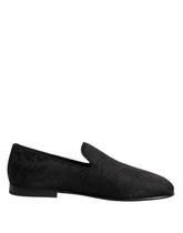 Dolce & Gabbana Svarta Blommiga Brokad Loafers Herr Finskor
