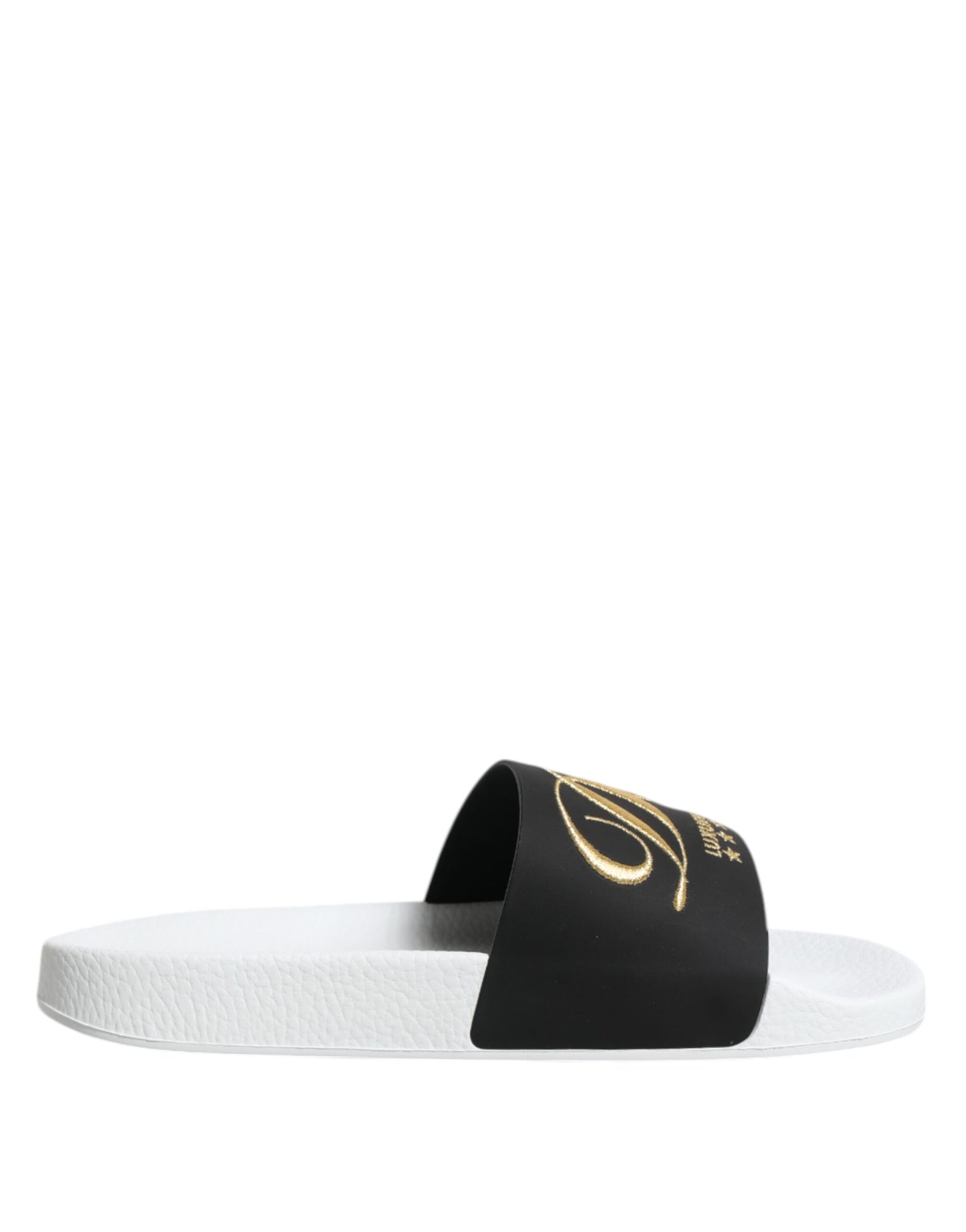 Dolce & Gabbana Vita Svarta Lädersandaler Strandskor