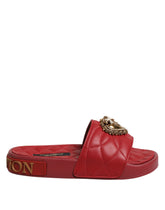 Dolce & Gabbana Red Devotion Matelassé Läder Slides Skor