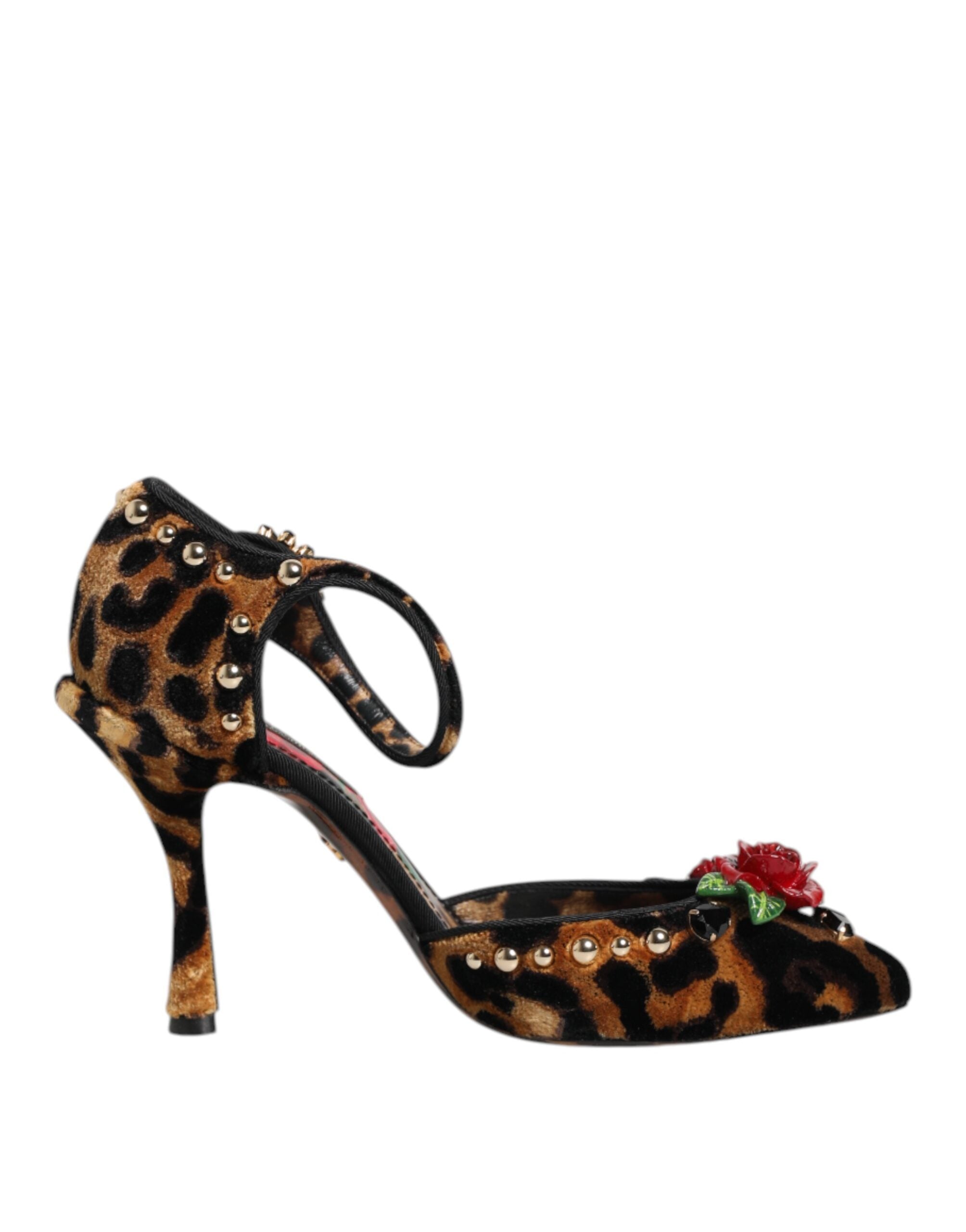 Bruna Leopardfärgade Kristallrosor Pumps Skor