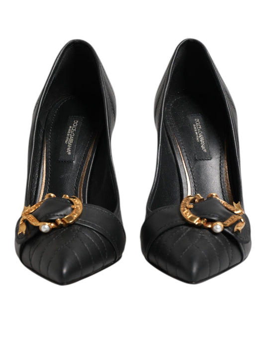 Dolce & Gabbana Svarta Devotion Läderklackade Pumps Skor