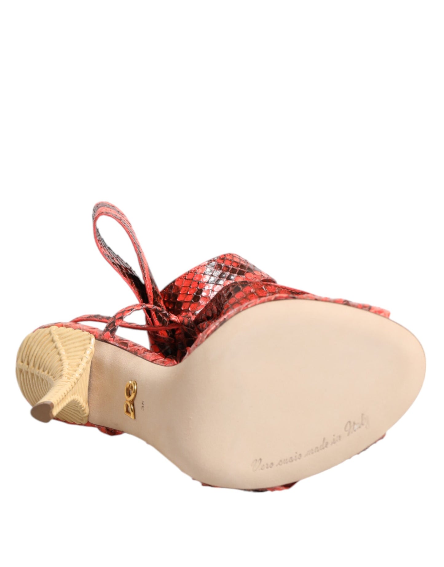 Dolce & Gabbana Korall Python Läderklackade Sandaler Skor