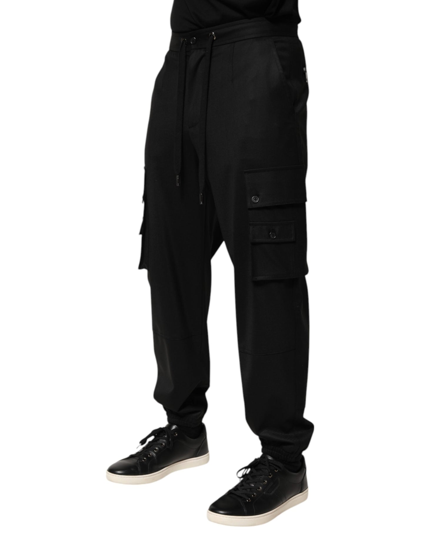 Dolce & Gabbana Solid Black Cargo Jogger Herr Träningsbyxor Byxor