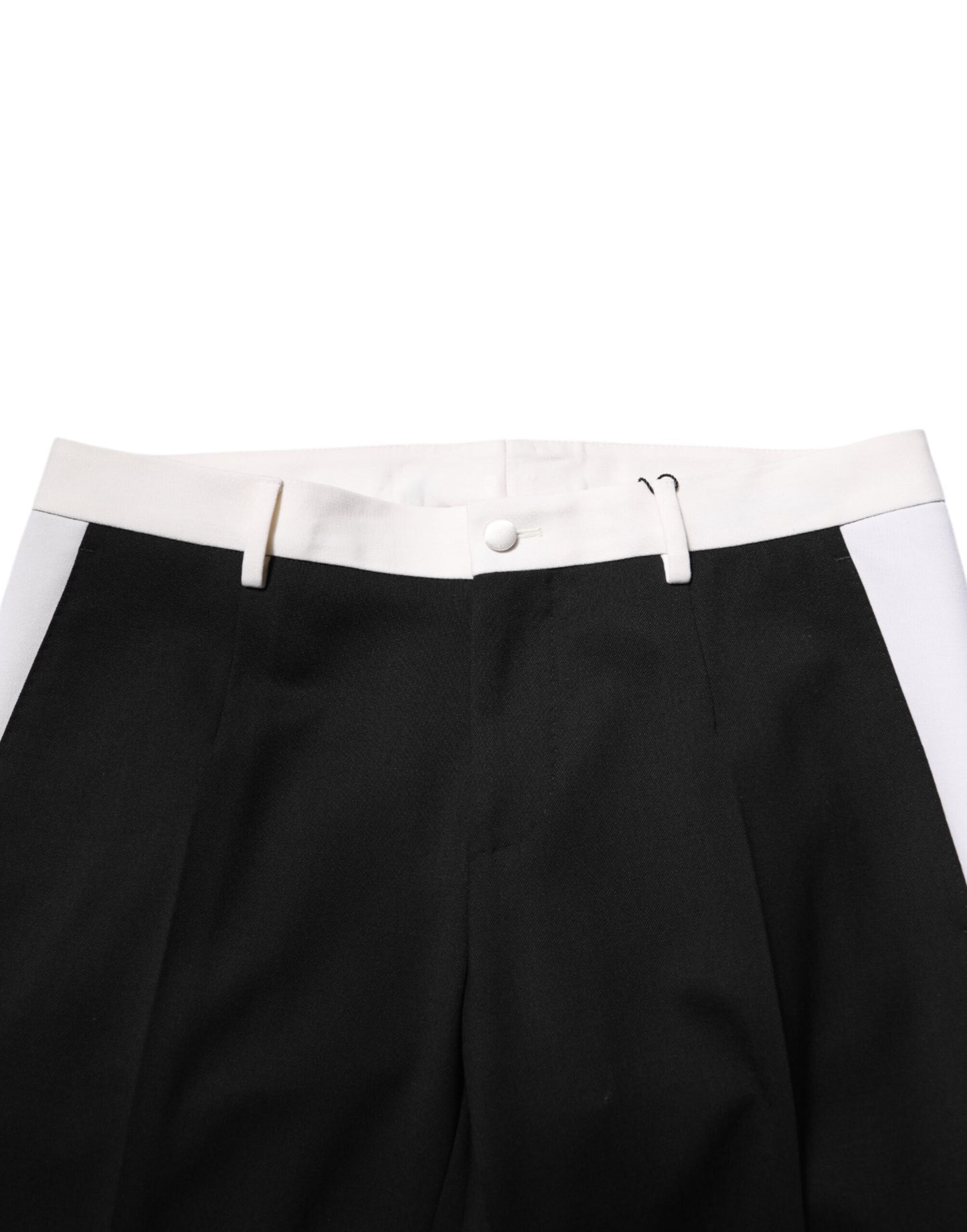 Dolce & Gabbana Svarta Vita Randiga Ull Herrbyxor
