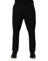 Dolce & Gabbana Black Stripes Viscose Skinny Dress Men Pants