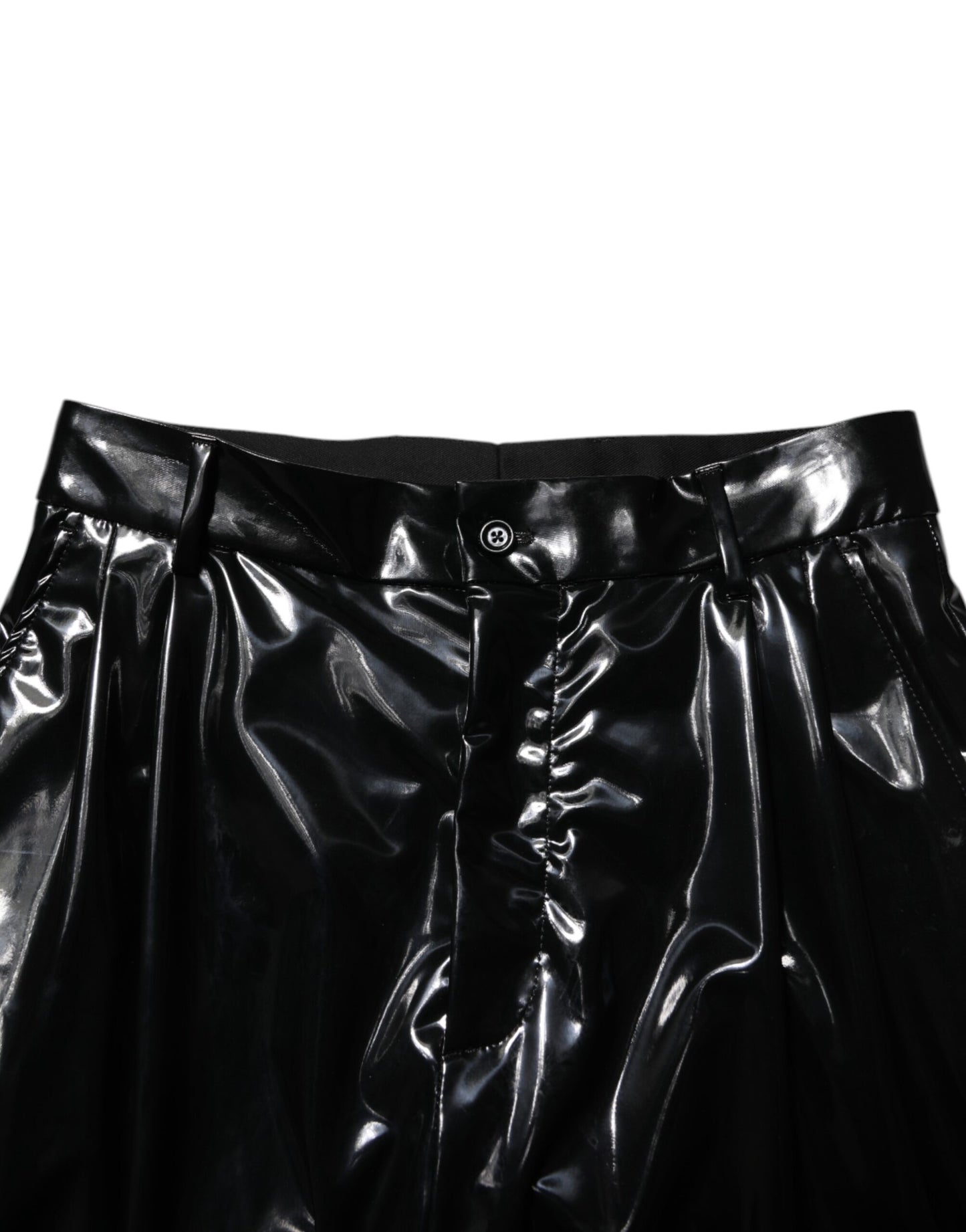 Dolce & Gabbana Svarta Polyester Med Mellanhög Midja Herrbyxor