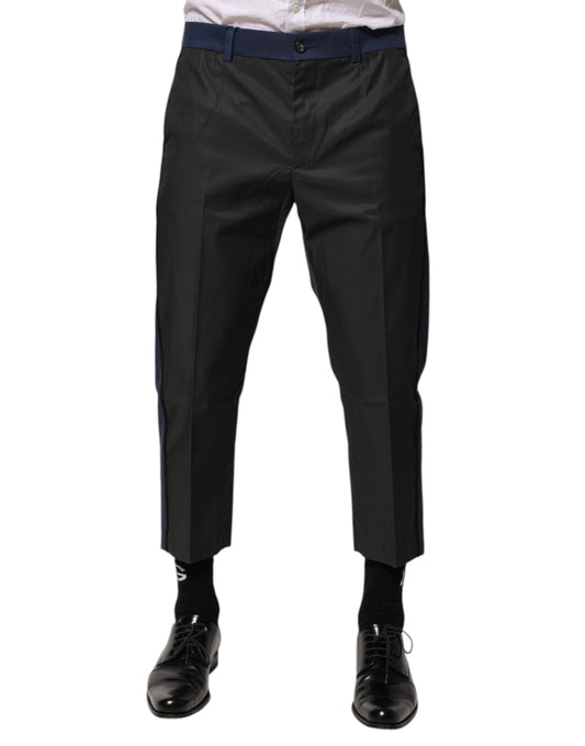 Dolce & Gabbana Grå Blå Bomull 3/4 Chinos Crop Byxor