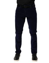 Dolce & Gabbana Navy Blue Cotton Tapered Formal Trouser Pants