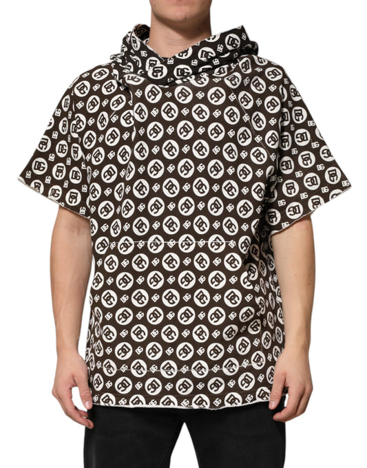 Dolce & Gabbana Brun Hvit DG Logo Kort Hettegenser