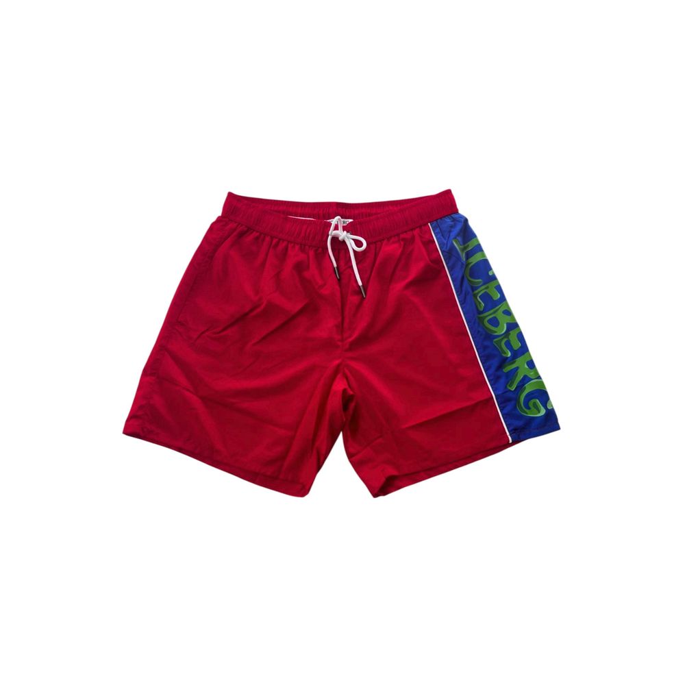 Röda polyester herr badshorts