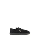Prada Black Calf Leather Bos Taurus Low Top Sneakers