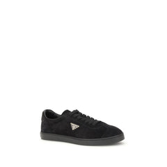 Prada Black Calf Leather Bos Taurus Low Top Sneakers