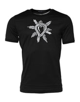 Dolce & Gabbana Black Sacred Heart Cotton Crew Neck T-shirt
