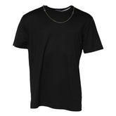 Dolce & Gabbana Black Chain Necklace Cotton Crewneck T-shirt